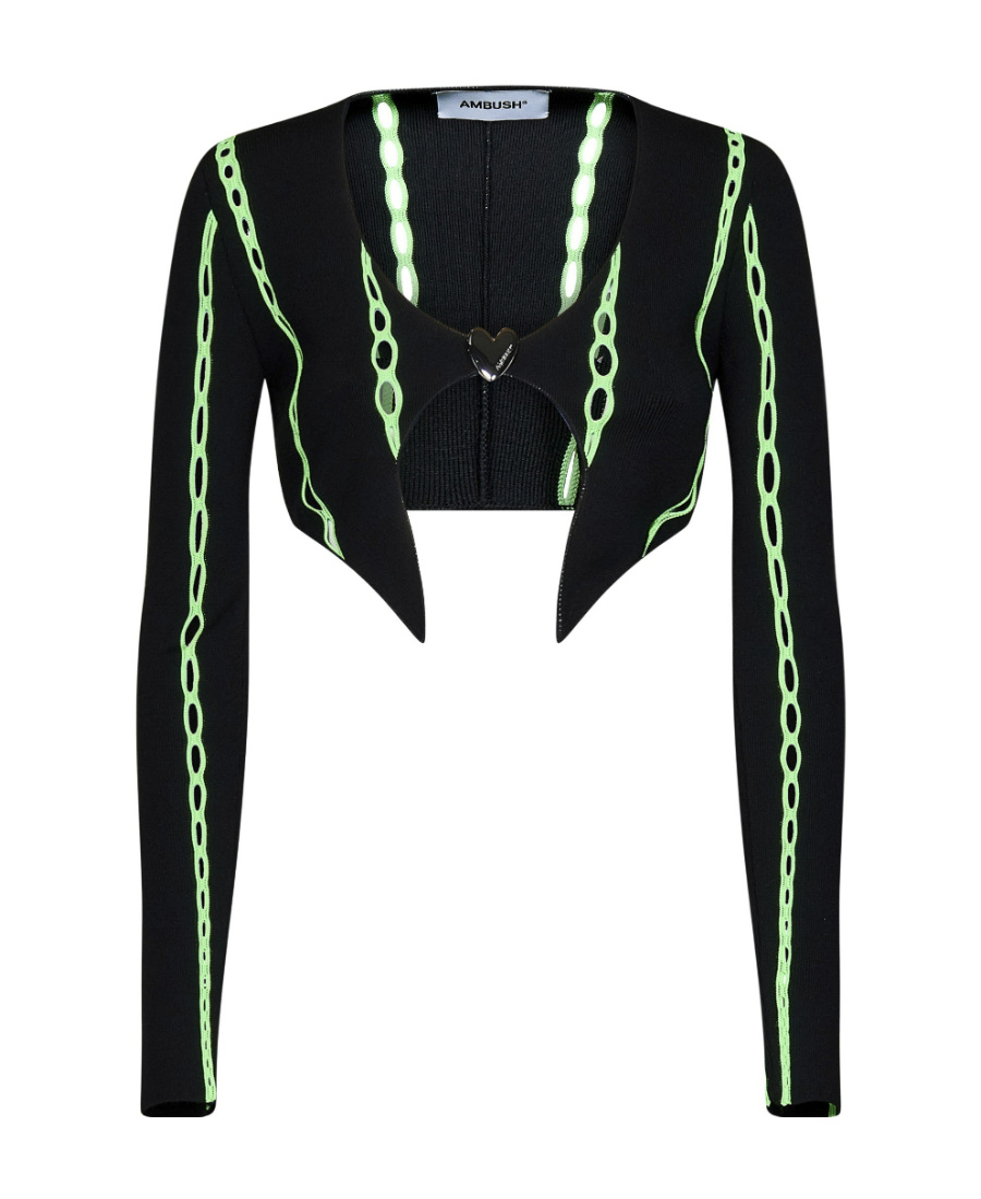 Ambush Cropped Knit Cardigan In Black