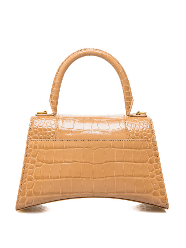 Balenciaga Hourglass Embossed Small Handbag In Brown