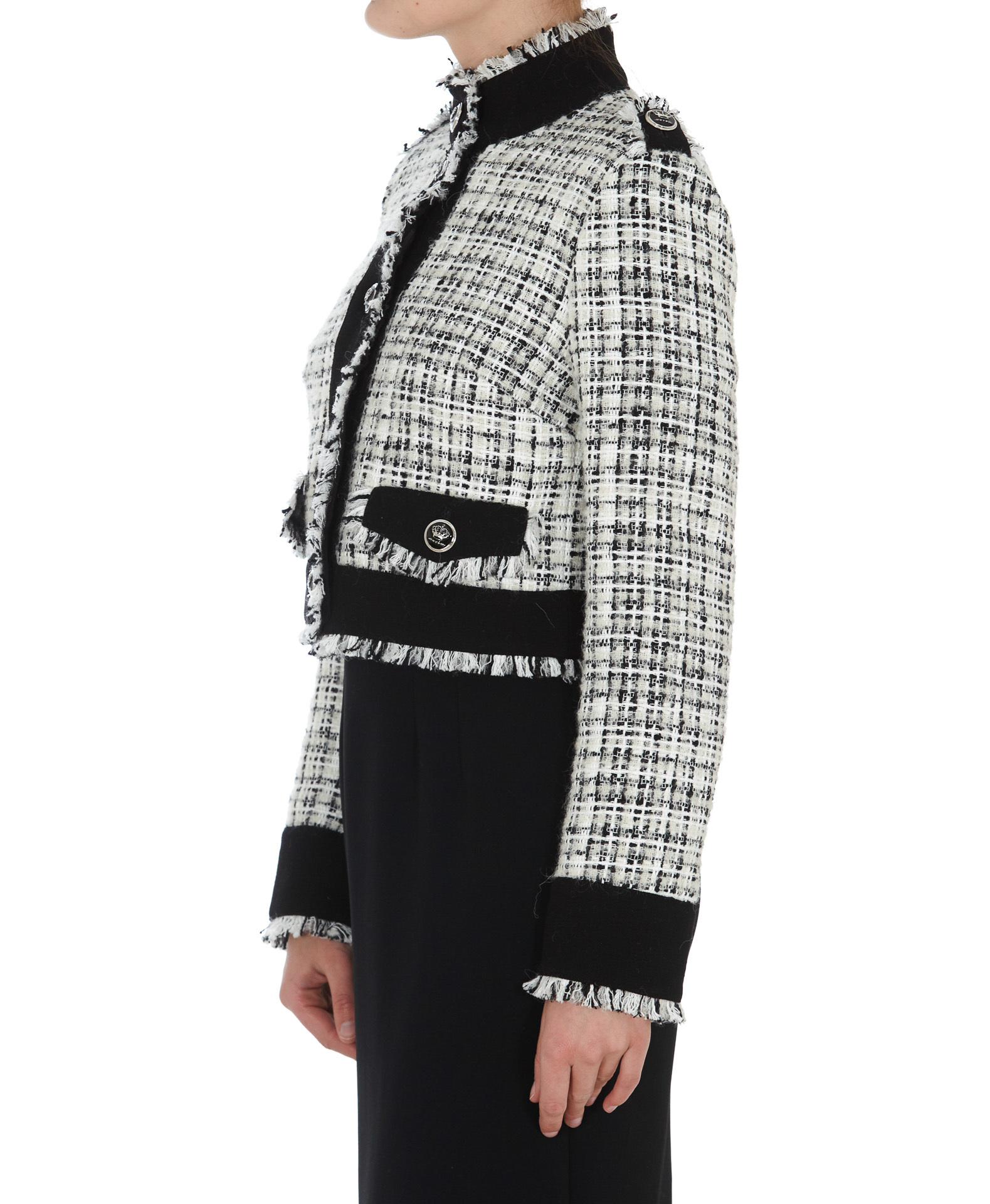 Dolce & Gabbana Cropped Tweed Jacket In Gray