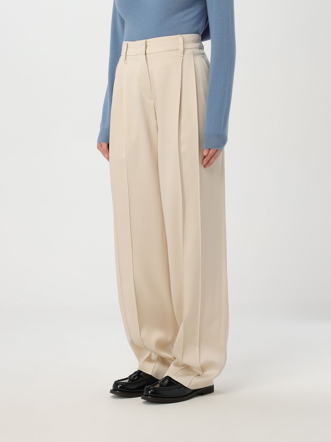Brunello Cucinelli Wide-leg Casual Pants In Nude