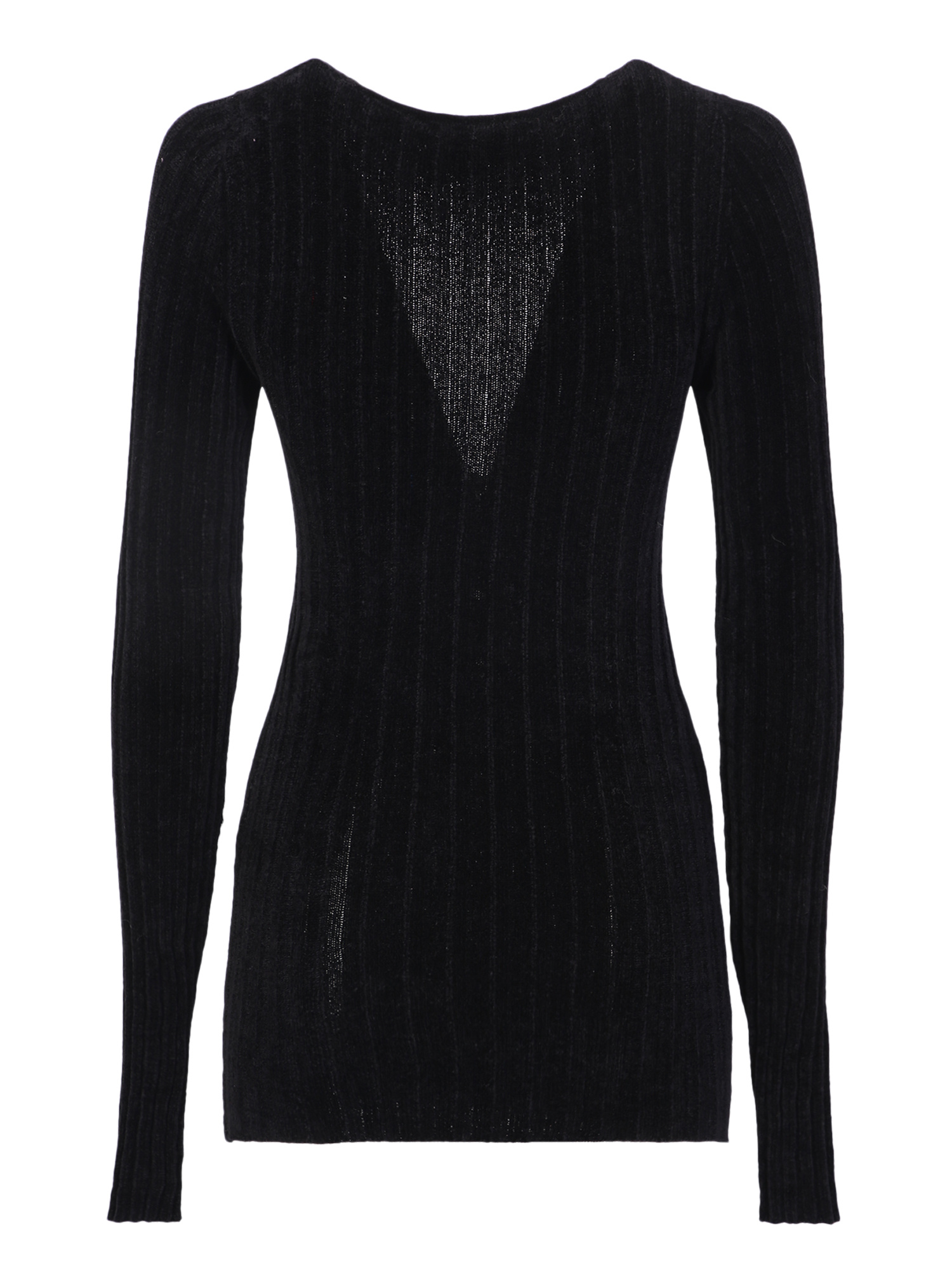 Msgm Twist-front Ribbed Long-sleeve Top In Black