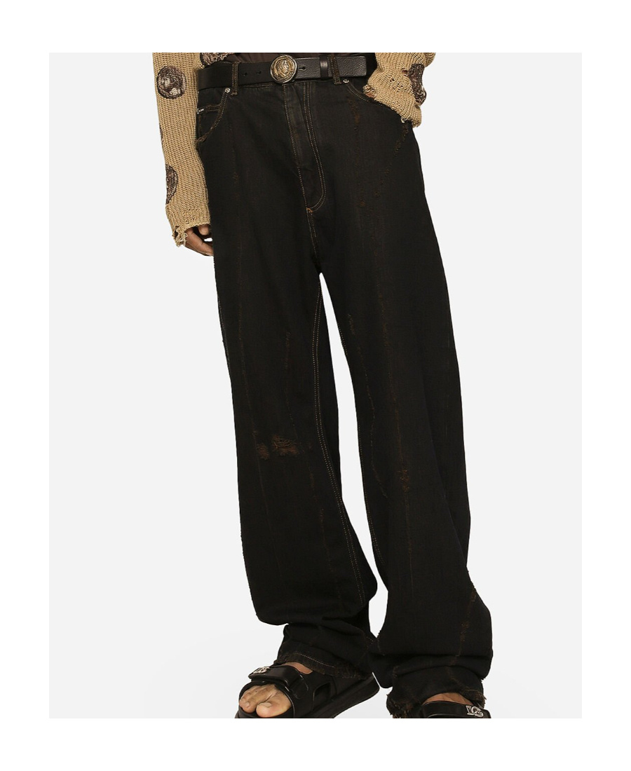 DOLCE & GABBANA DOLCE  GABBANA LOGO PATCH STRAIGHT-LEG JEANS