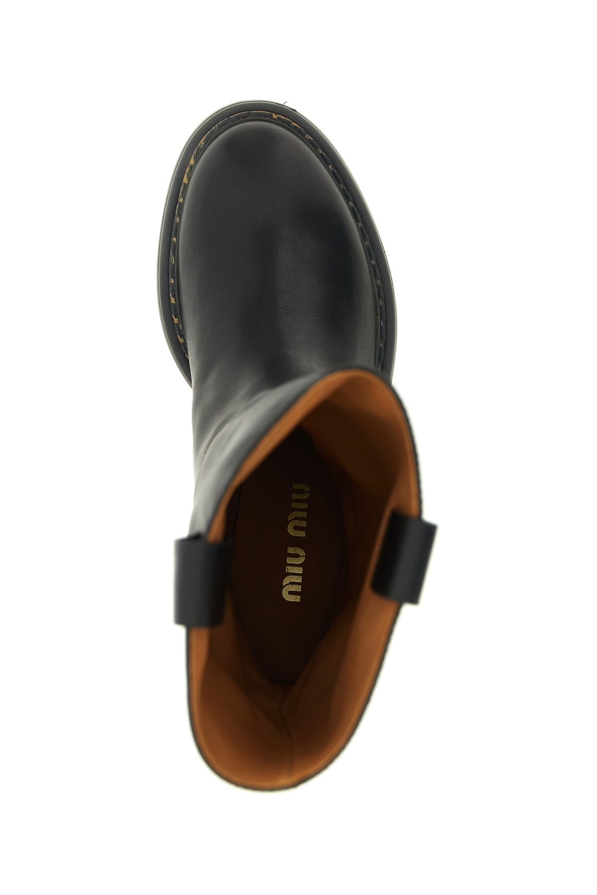 Miu Miu Round-toed Ankle Boots In Black