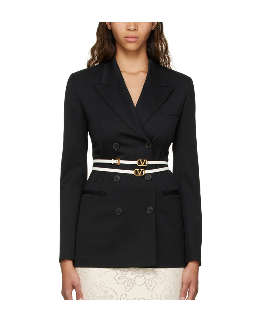 Valentino Buckled Leather Belt In Black