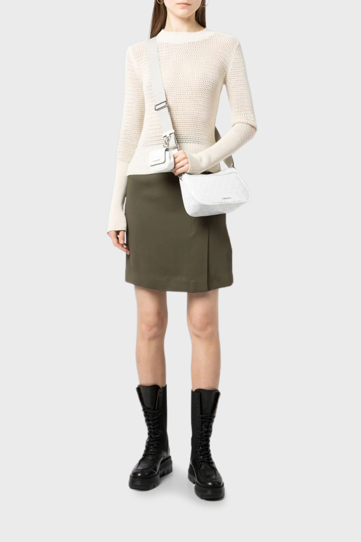 Michael Kors Logo Cross-body Bag In White