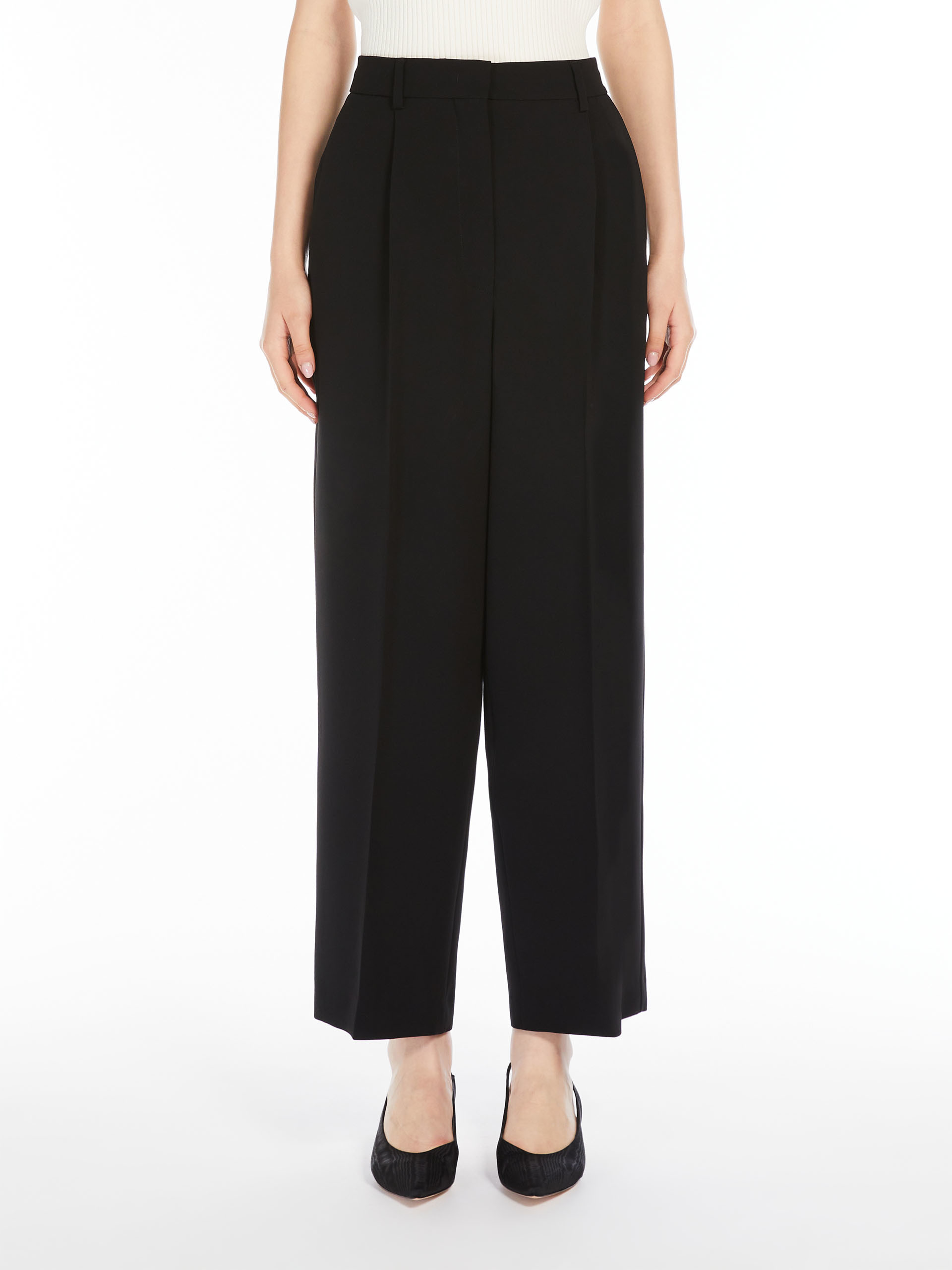 Weekend Max Mara Belt And Loop Wide-leg Pants In Black