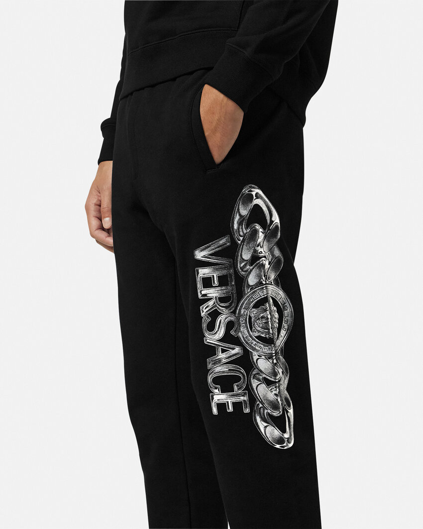 Versace Logo-print Track Pants In Black