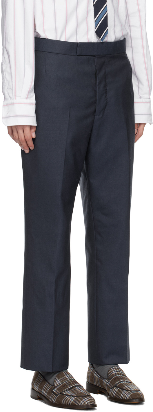Shop Thom Browne Fit 1 Backstrap Trousers In Blue