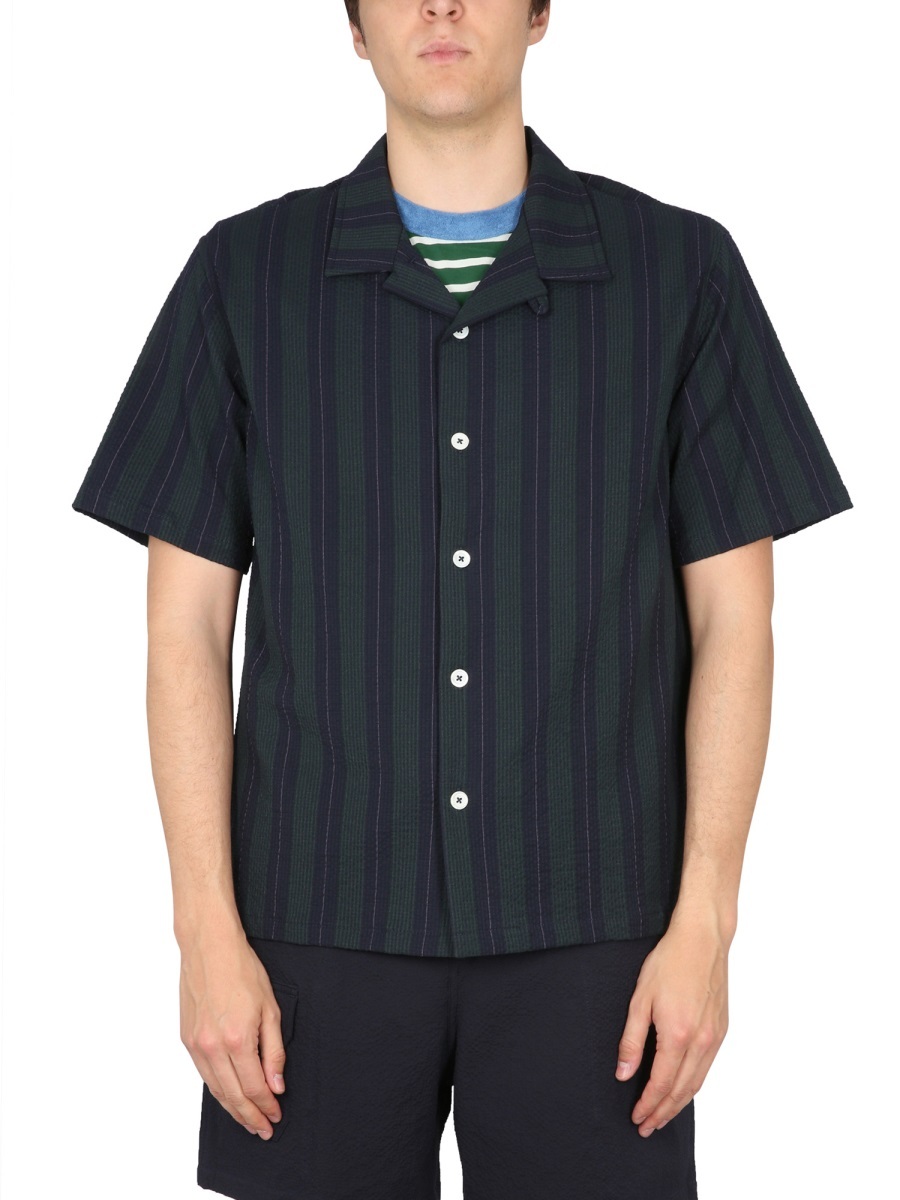 Howlin' Cotton Shirt Short Sleeves Striped Design In Black