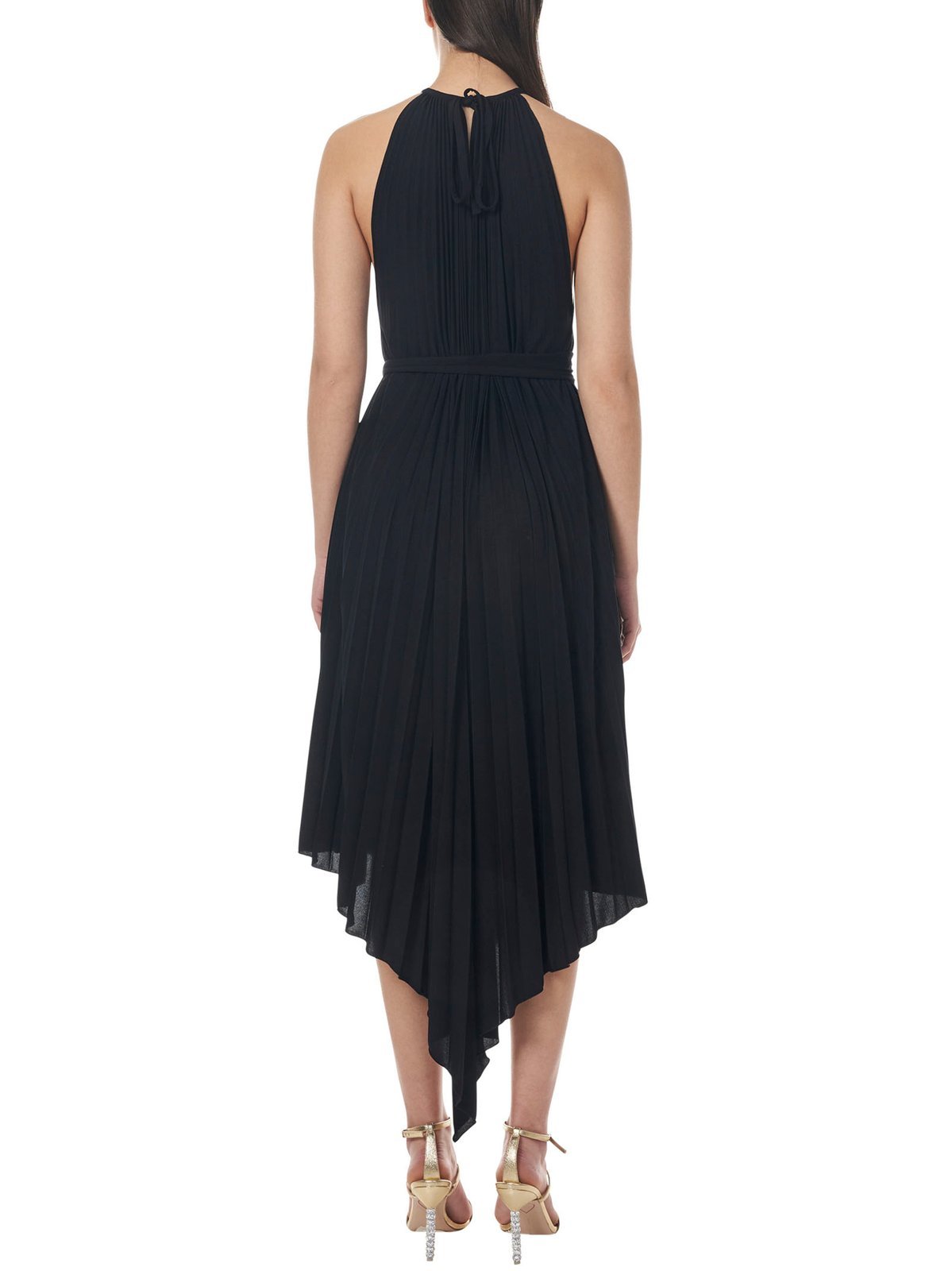 Alexandre Vauthier Halterneck Pleated Midi Dress In Black