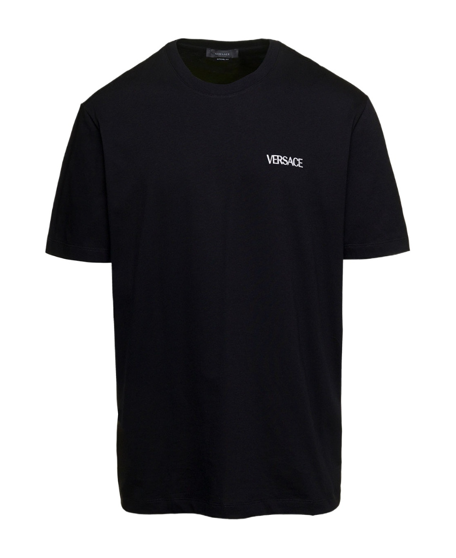 Versace Logo-print Short-sleeve T-shirt In Black