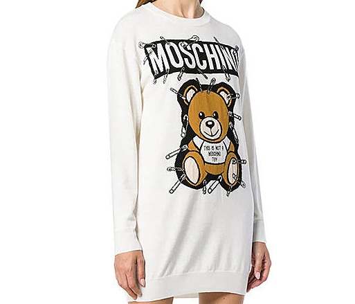 Moschino A Teddy Bear Knitted Dress In White