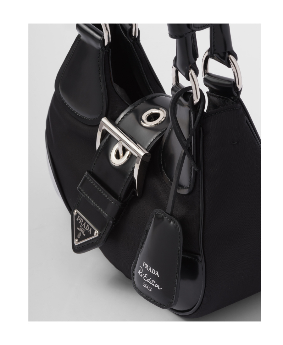 Prada Moon Padded Nappa-leather Mini Bag In Black