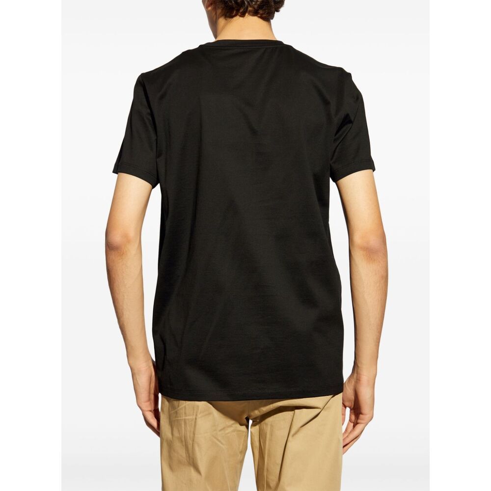 Moncler Double Logo Patch Cotton T-shirt Clothing In Black