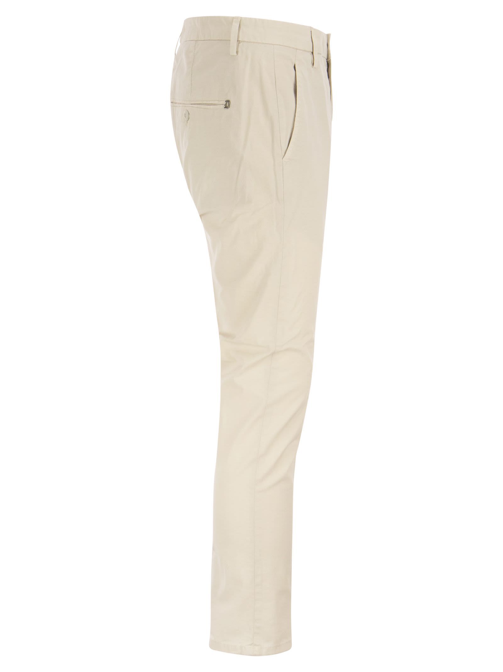 Dondup Alfredo - Slim-fit Cotton Trousers In Neutral