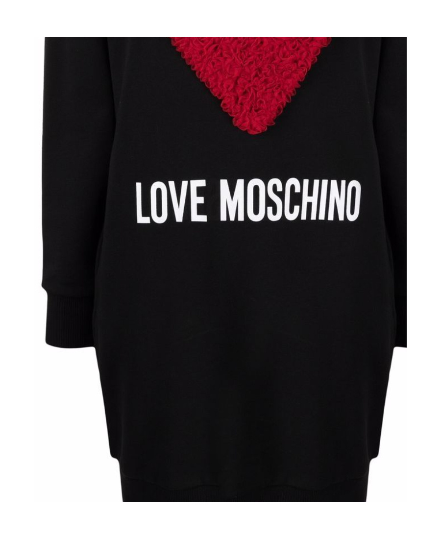 Moschino Tulle Heart Sweatshirt Dress In Black