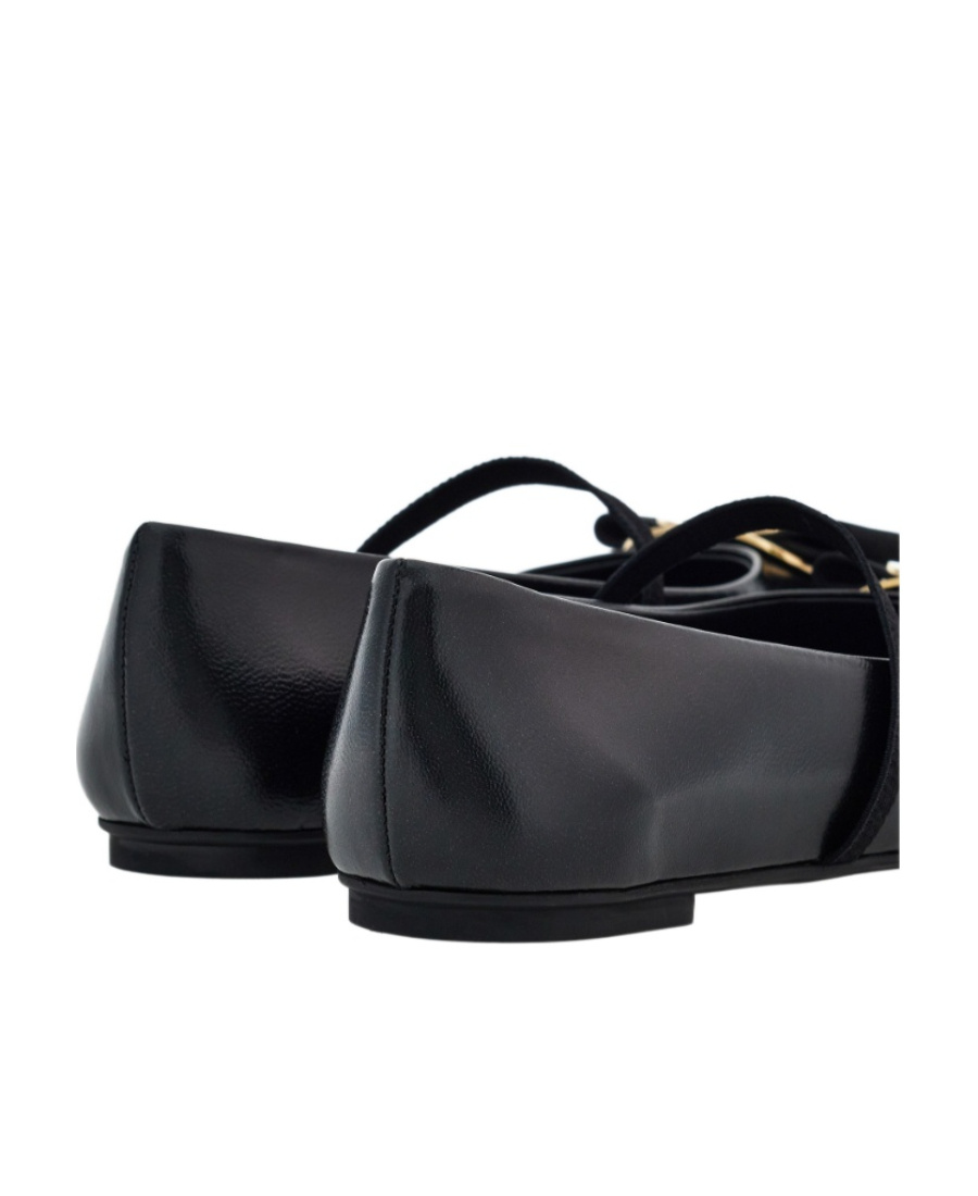 Ferragamo Vara Logo-plaque Ballerina Shoes In Black