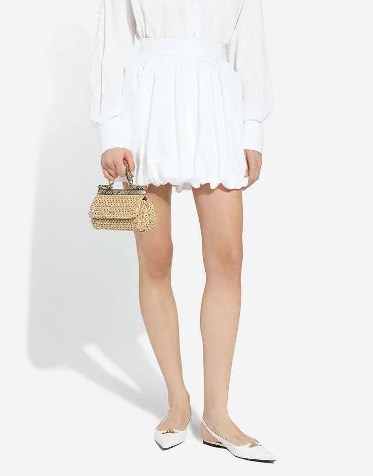 Dolce & Gabbana Small Sicily Interwoven Tote Bag In Nude