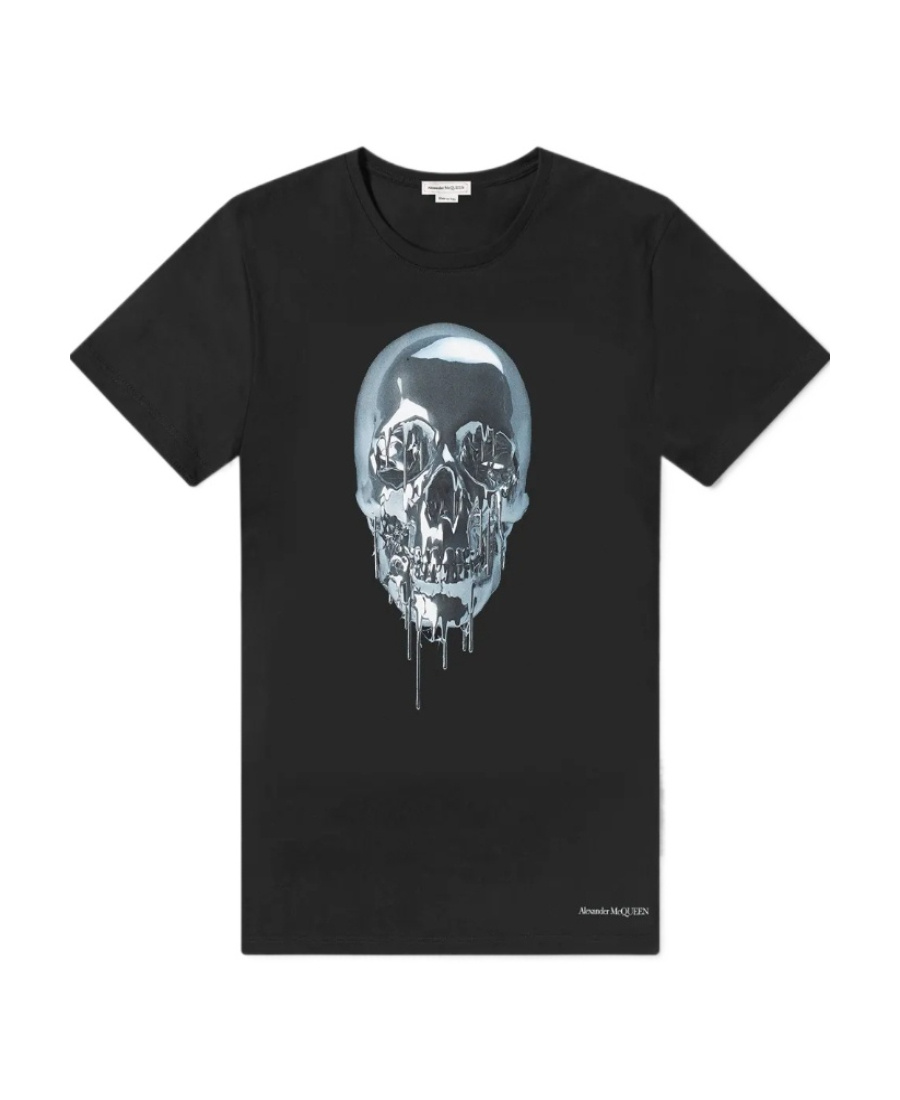 Alexander Mcqueen T-shirt With Round Neck And Short Sleeves In Black