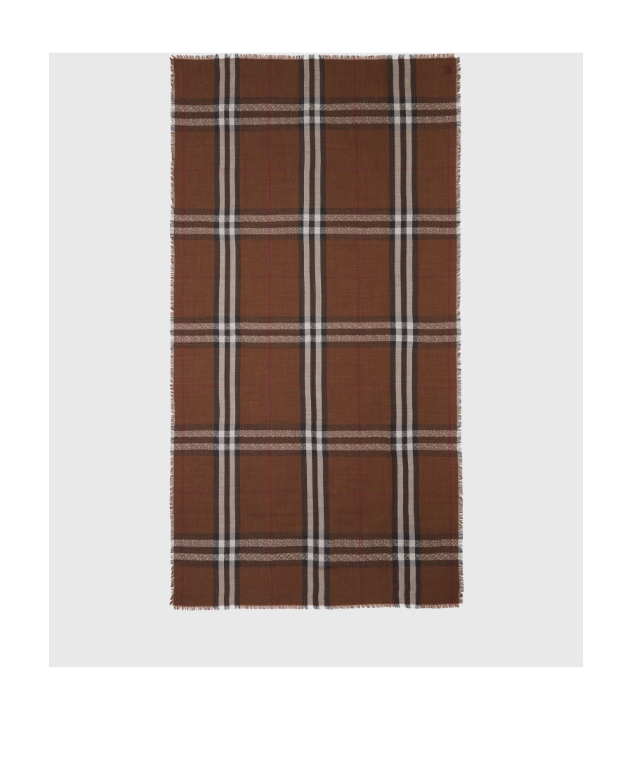Burberry Monogram Check-print Scarf In Brown