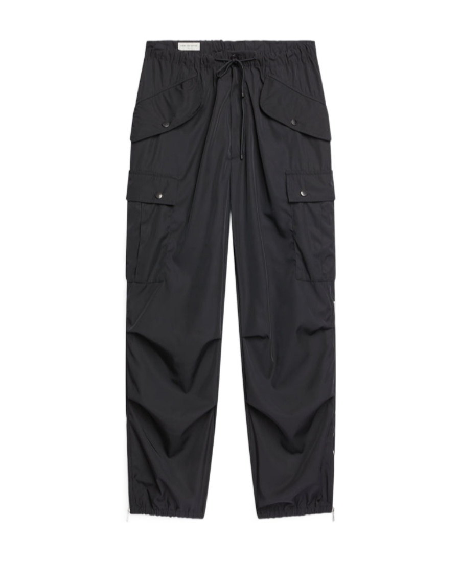Dries Van Noten Water Repellent Drawstring Cargo Trousers In Black