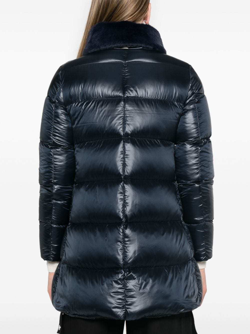 Shop Herno Faux-fur Collar Down Coat In Black