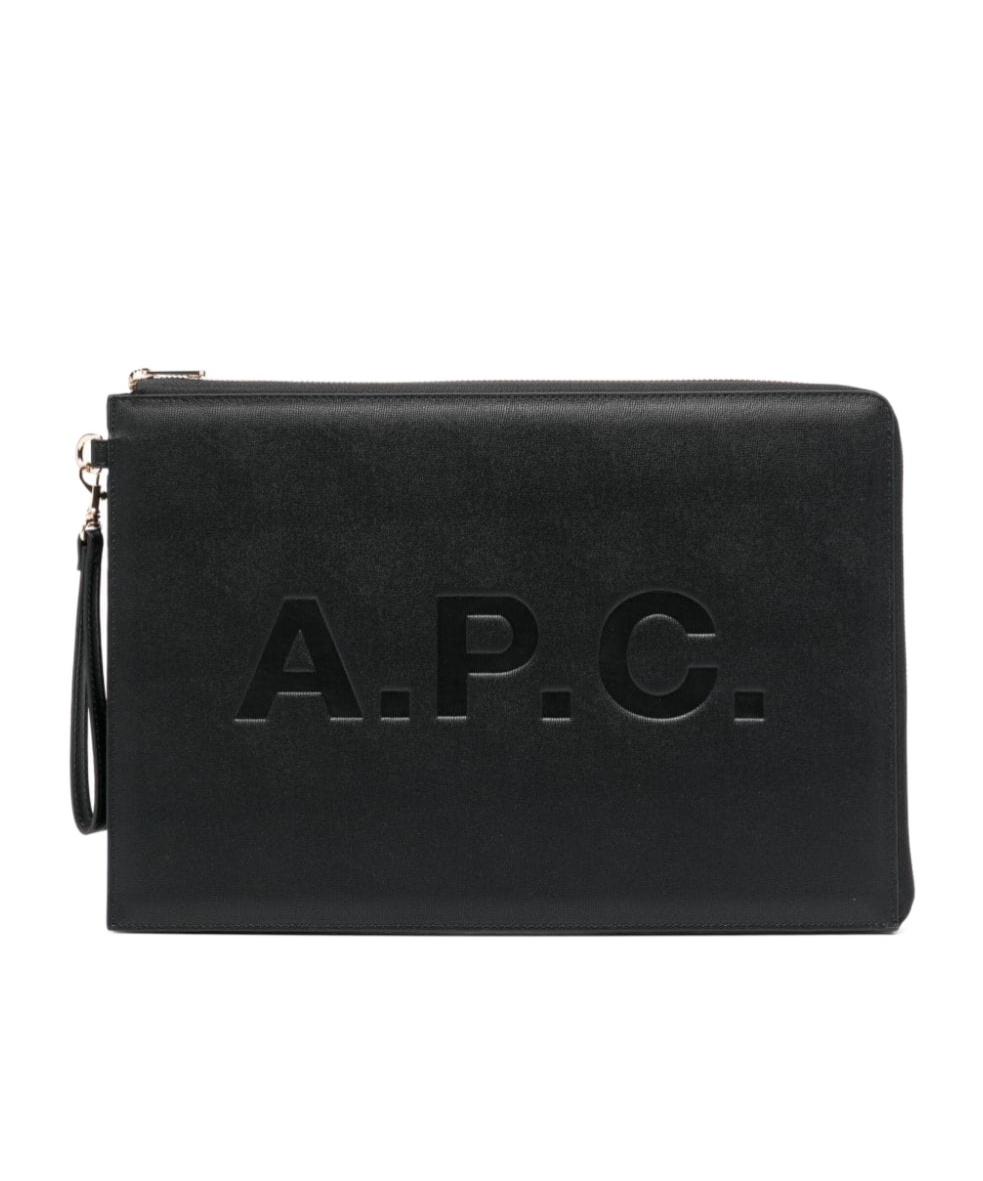 Apc Logo-print Clutch Bag In Black