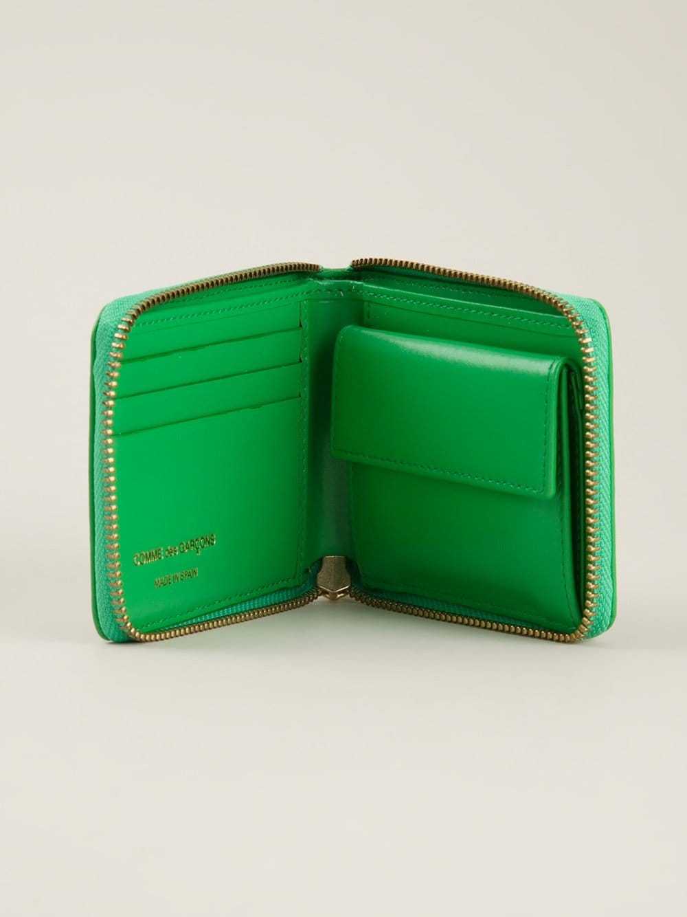 Shop Comme Des Garçons Zip-around Leather Wallet In Green