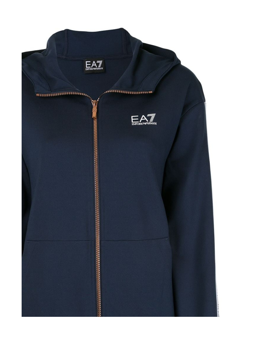 EA7 LOGO RIBBON ZIPPER WITH HAT CASUAL JACKET 