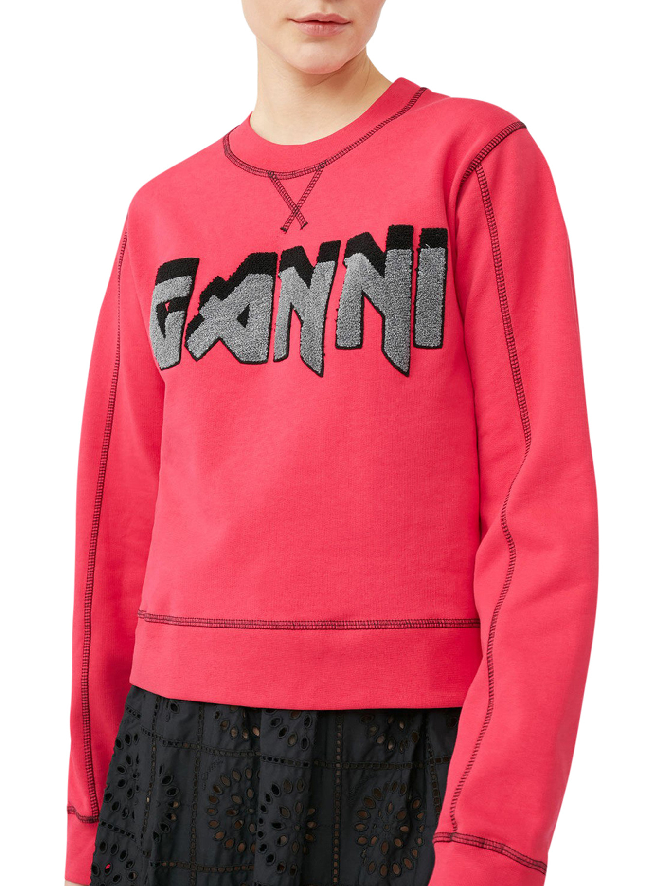 GANNI LOGO-PATCH ORGANIC COTTON SWEATSHIRT