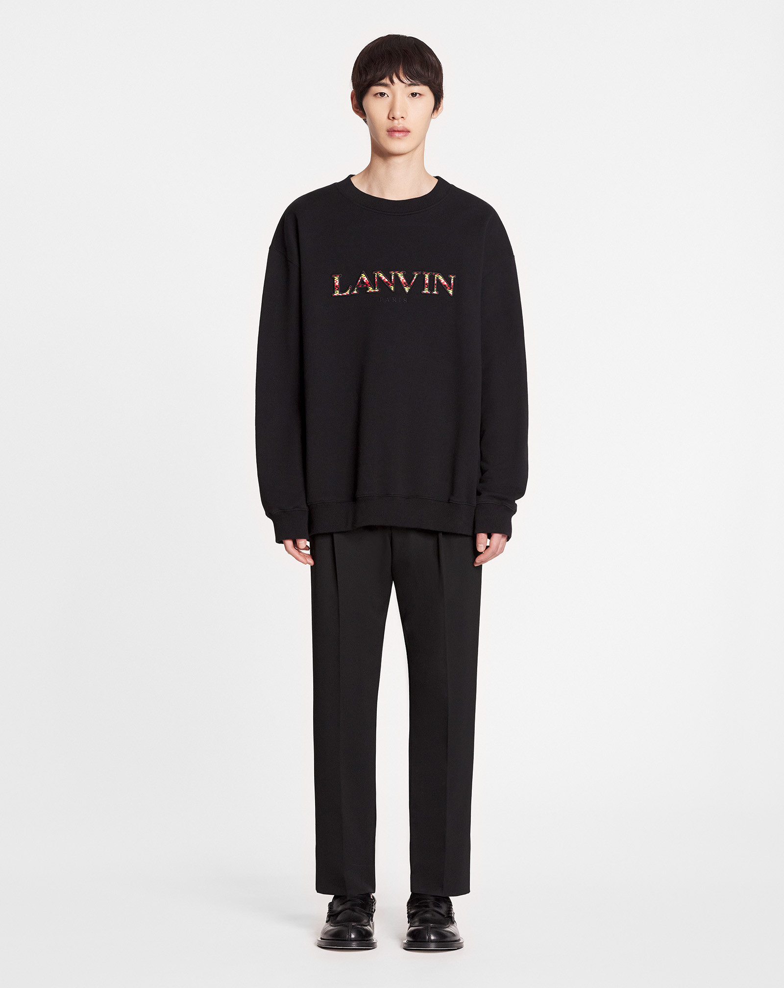 LANVIN EMBROIDERED LOGO CREW NECK SWEATSHIRT 