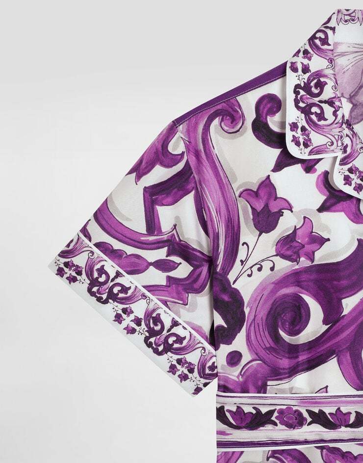 Dolce & Gabbana Seidenhemd Mit Grafischem Print In Purple