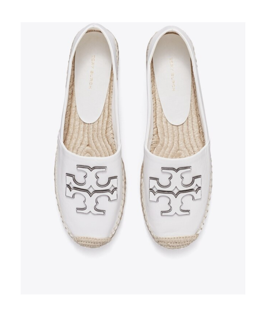 Tory Burch Ines Leather Platform Espadrilles In White