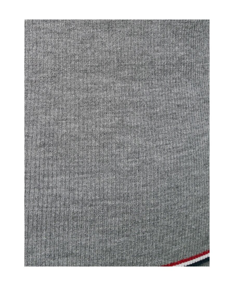 Thom Browne Rwb Tipping Stripe Merino Turtleneck Jumper In Gray