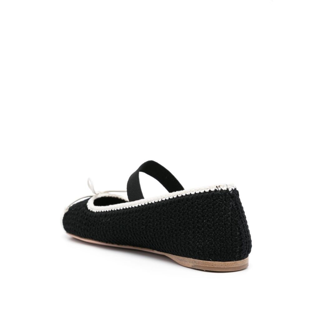 Miu Miu Women Crochet Knit Ballet Flats In Black