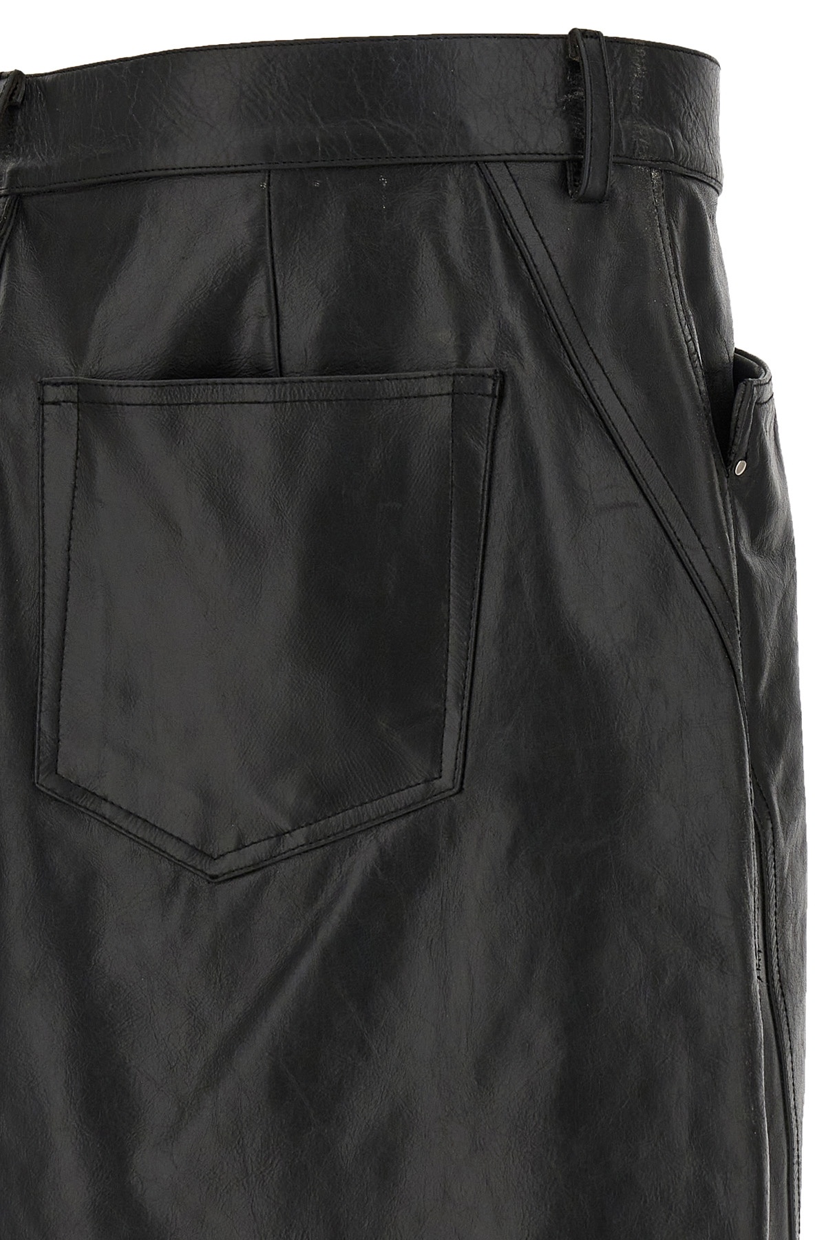Rick Owens Black Hollywood Slivered Leather Skirt In Black