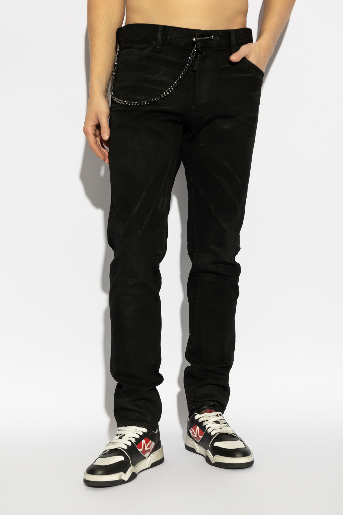 Dsquared2 Chain-detailed Trousers In Black