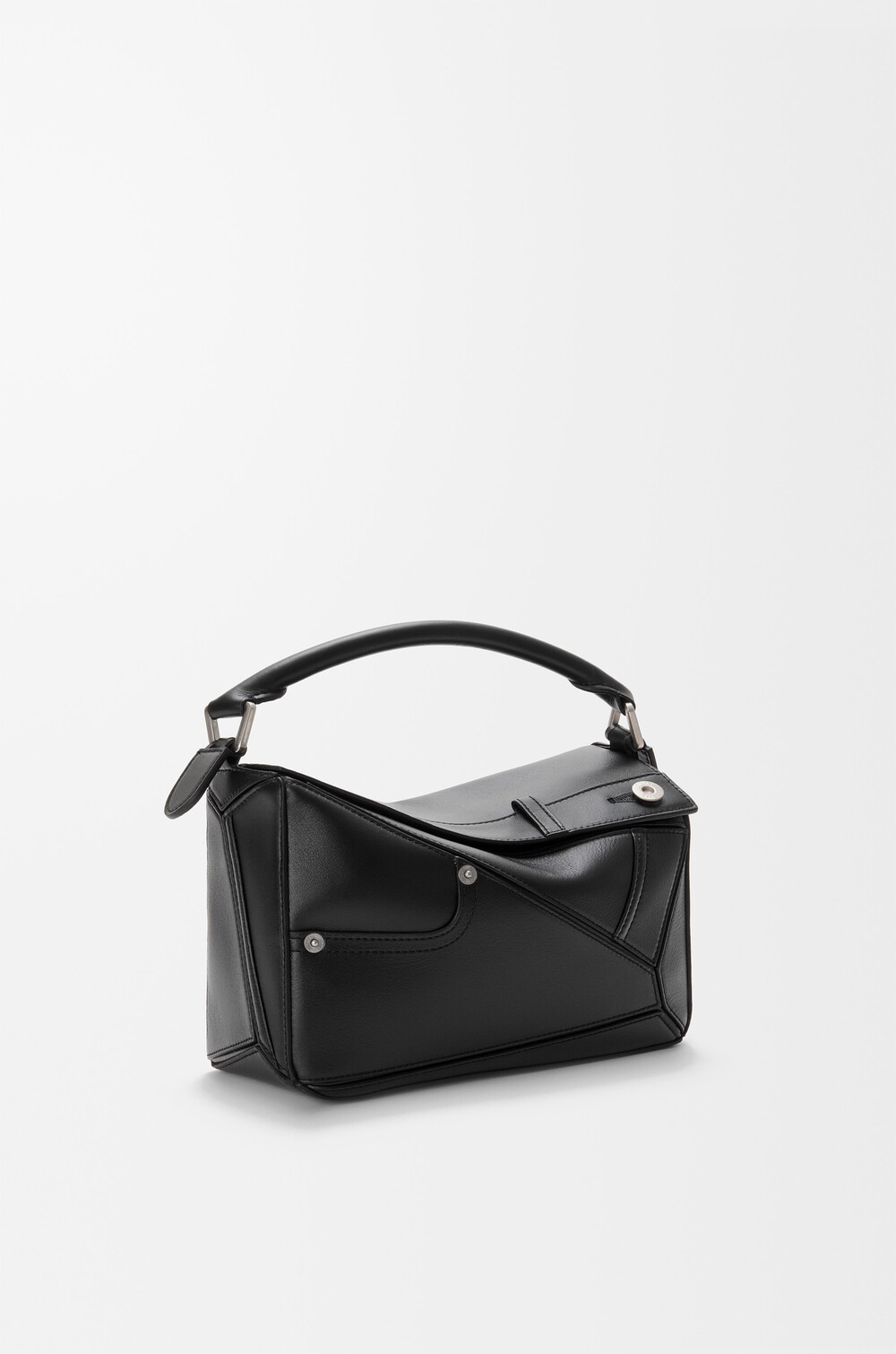 Loewe Panta Small Puzzle Bag In Shiny Calfskin In Black