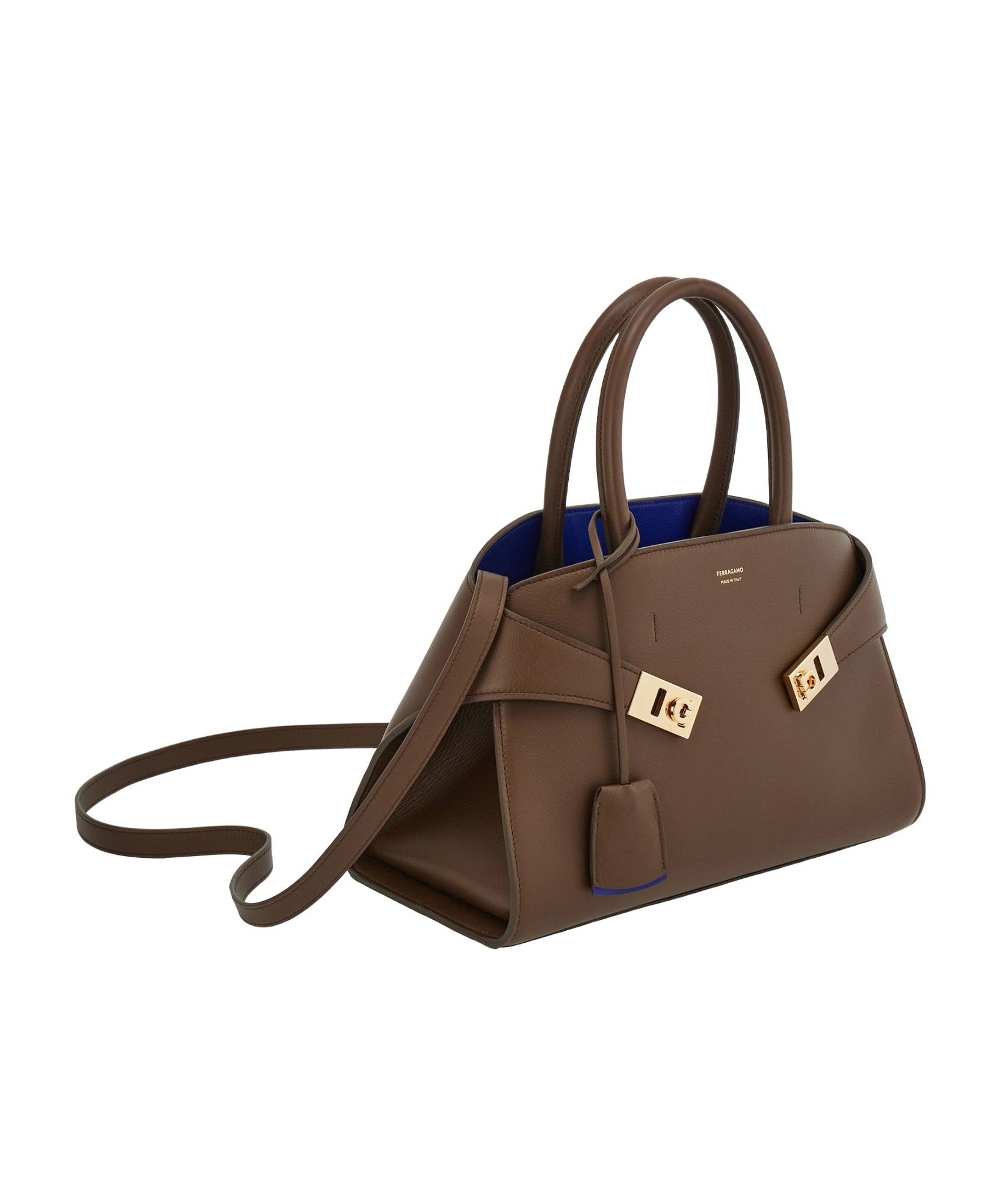 Ferragamo Borsa A Mano Hug Mini In Pelle Fango Donna In Brown