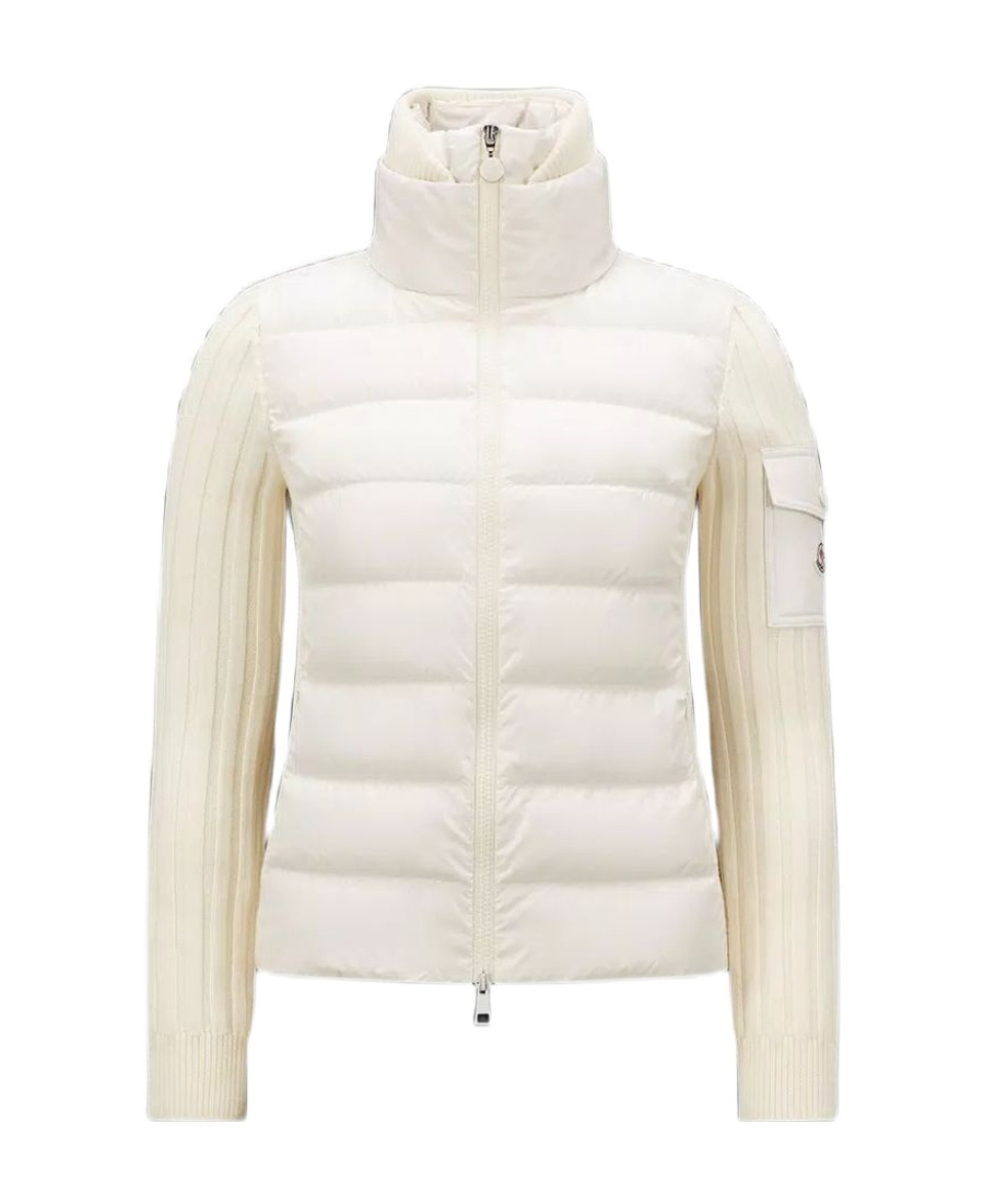 Moncler Padded Wool Cardigan In White