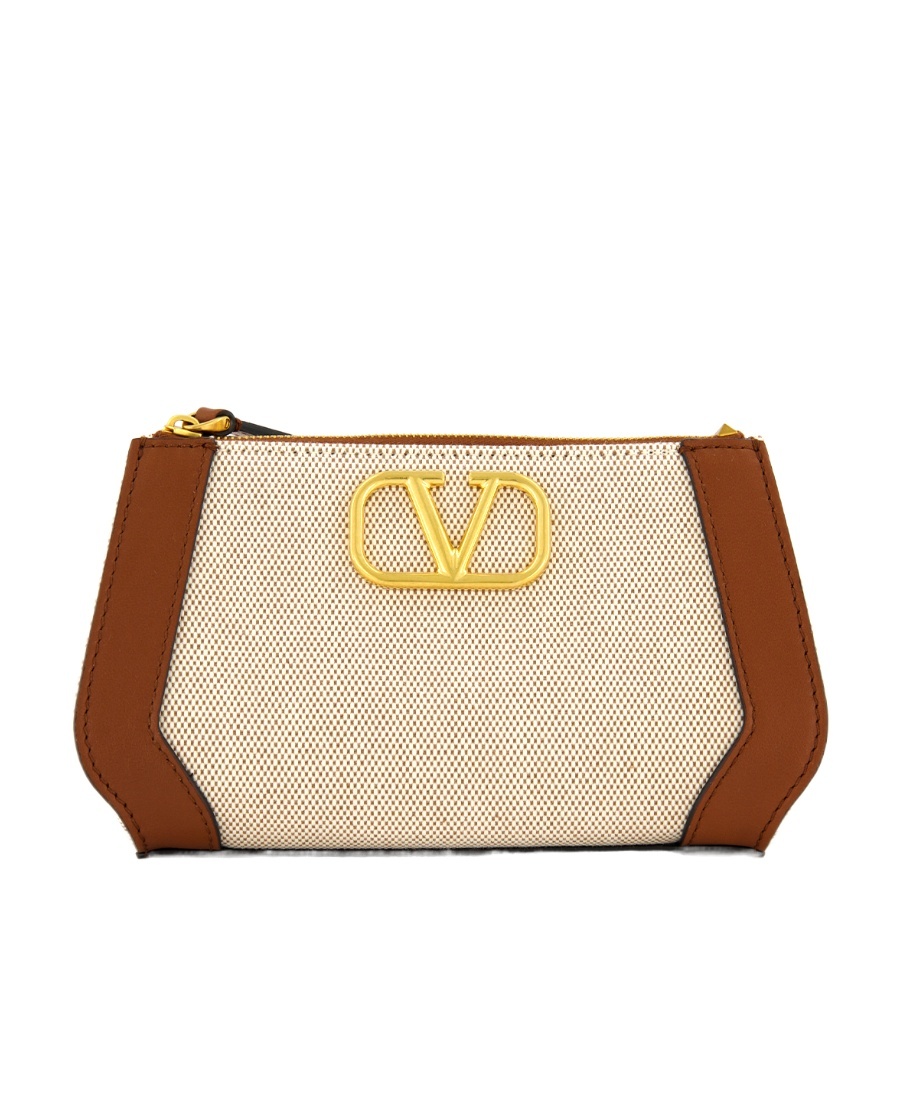 Valentino Logo Makeup Bag In Nude