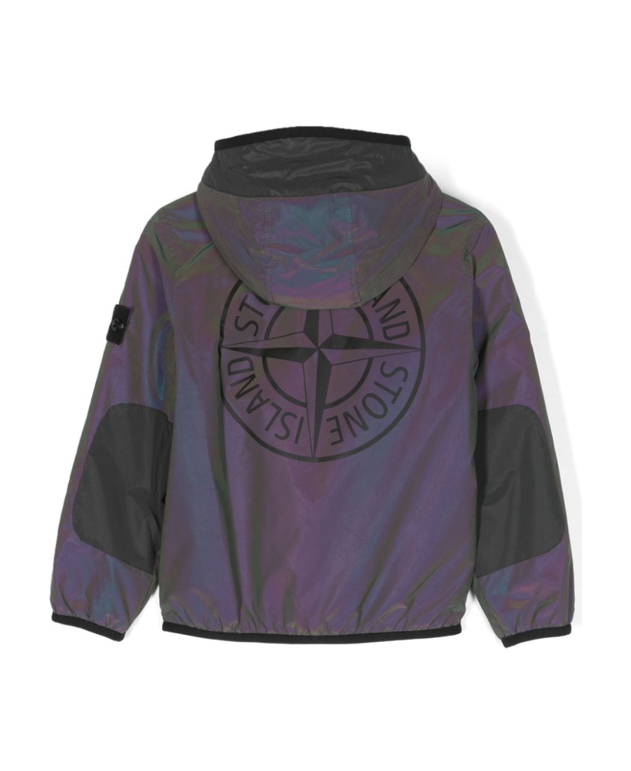 Stone Island Compass-print Hooded Jacket In Green