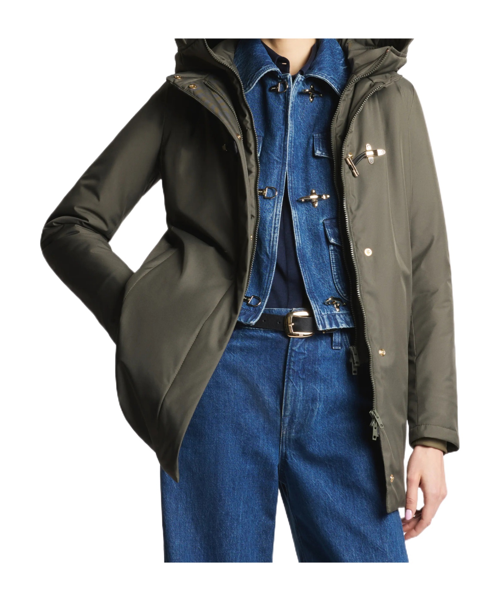 Fay Structured Fit Green Coat With Timeless Elegance In Gray