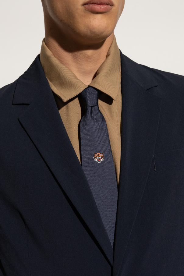 Kenzo Embroidered-logo Tie In Navy
