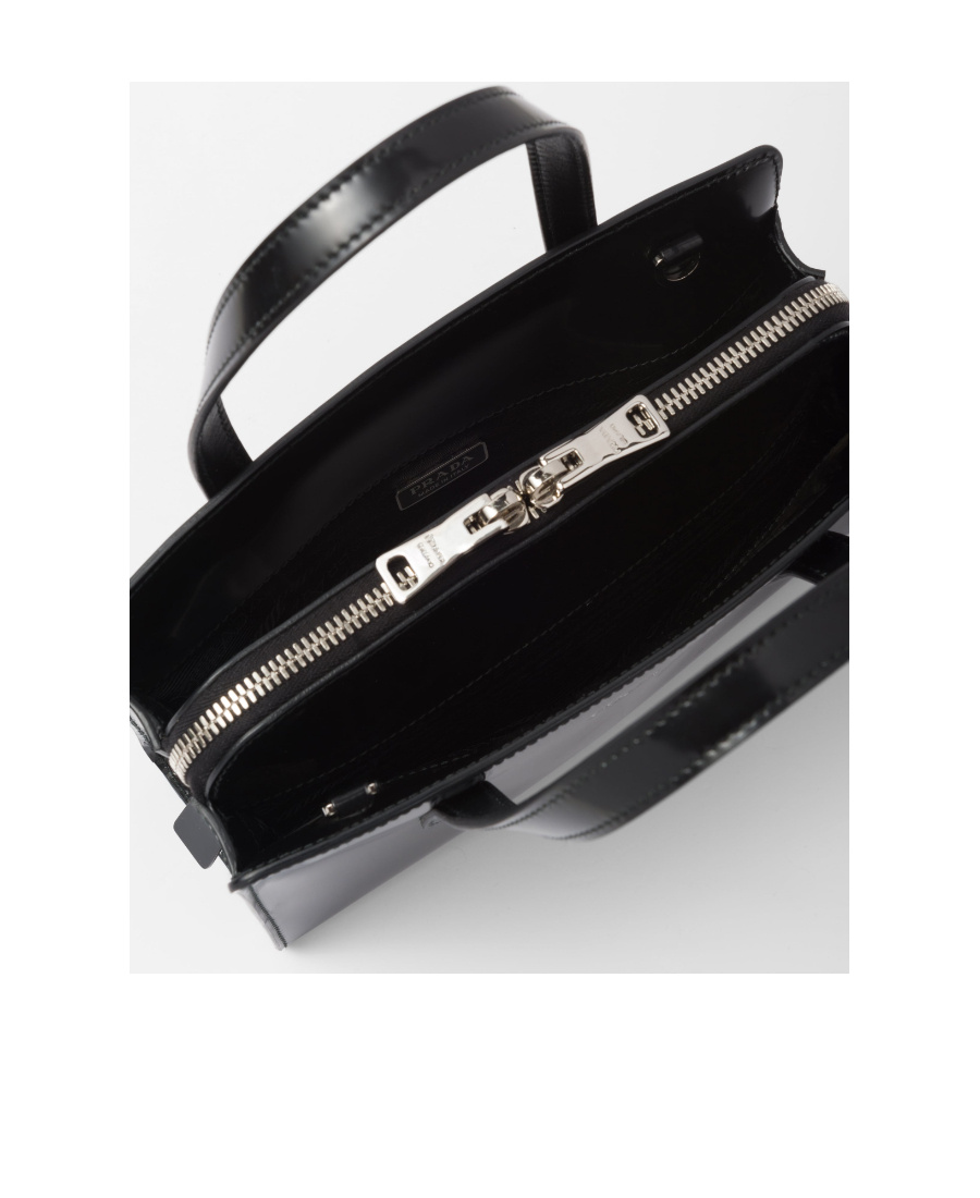 Shop Prada Re-edition 1995 Brushed-leather Mini Handbag In Black