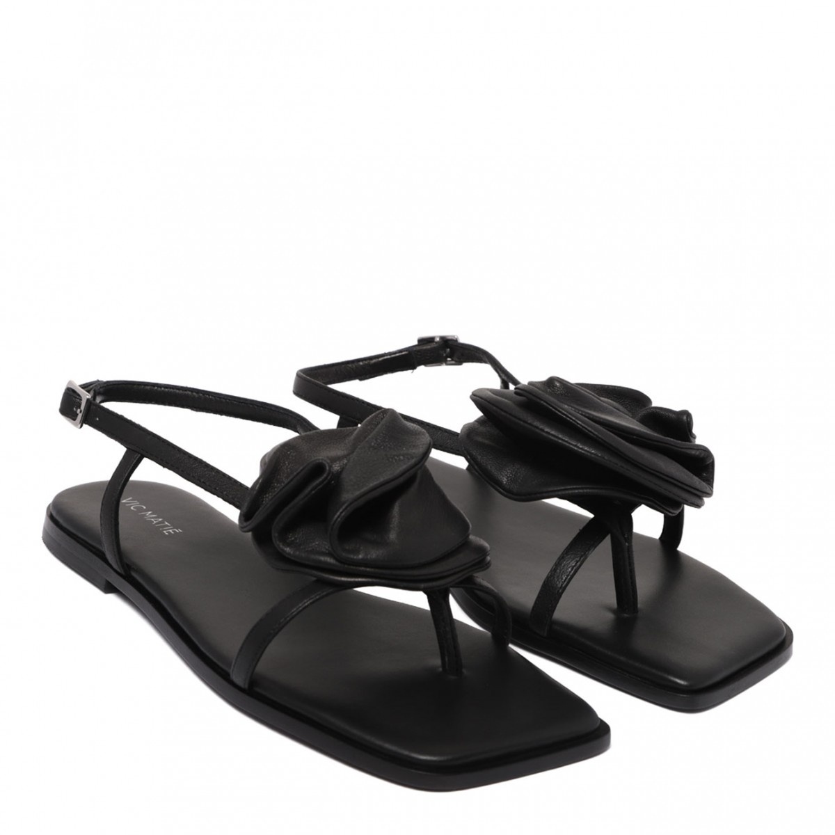 Vic Matie Sculpted Bloom Sandals In Black