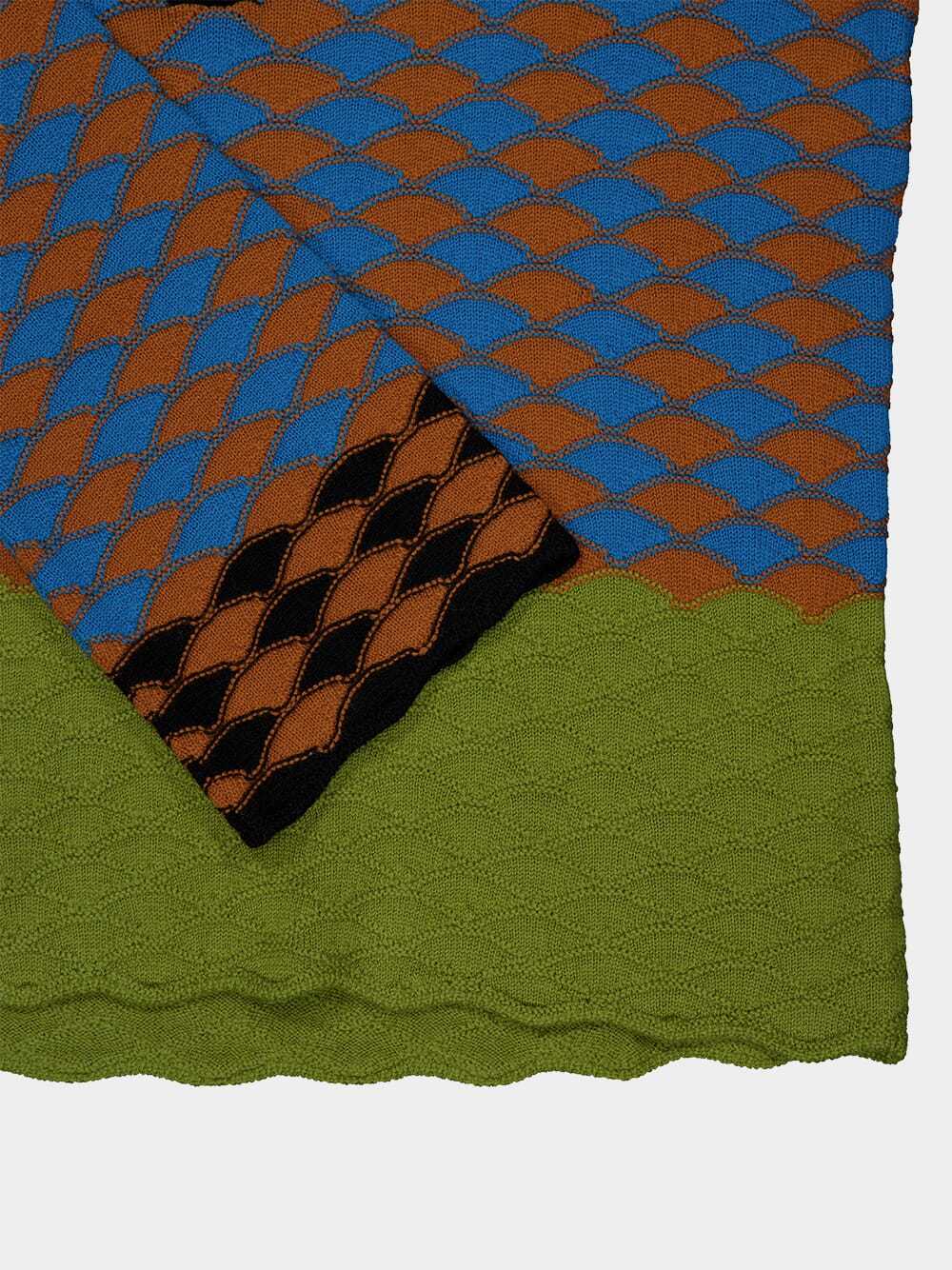 La Doublej Geometric-pattern Wool Top In Multi