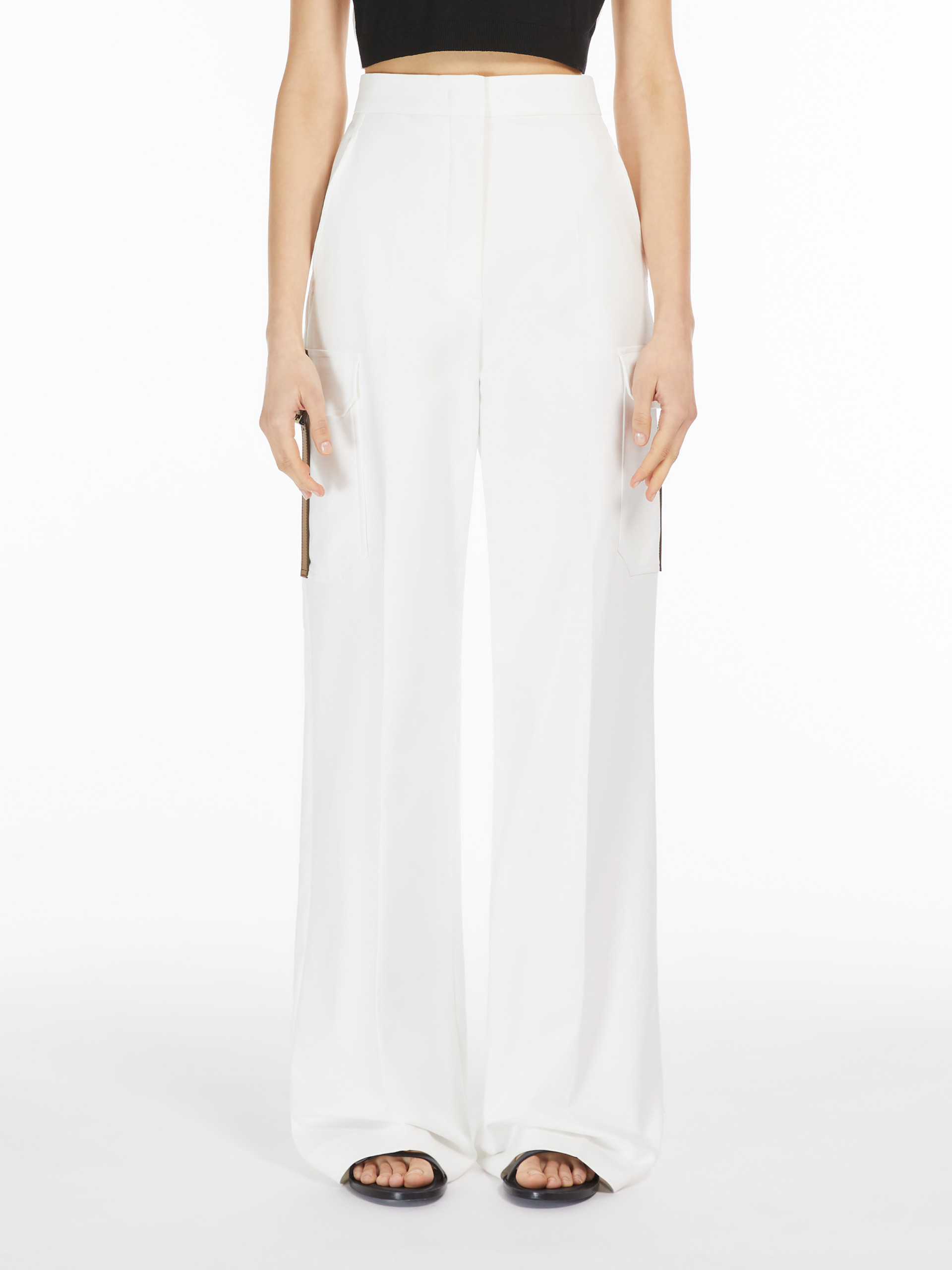 Max Mara Pantalone Edda In Cotone Stretch Bianco Donna In White