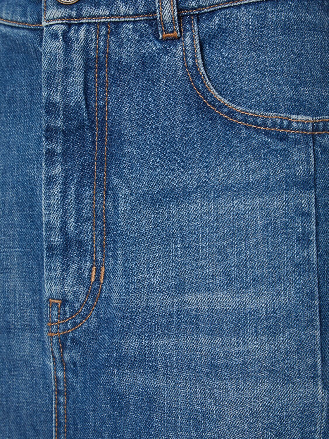 WEEKEND MAX MARA BELT-LOOP DENIM MID-LENGTH SKIRT