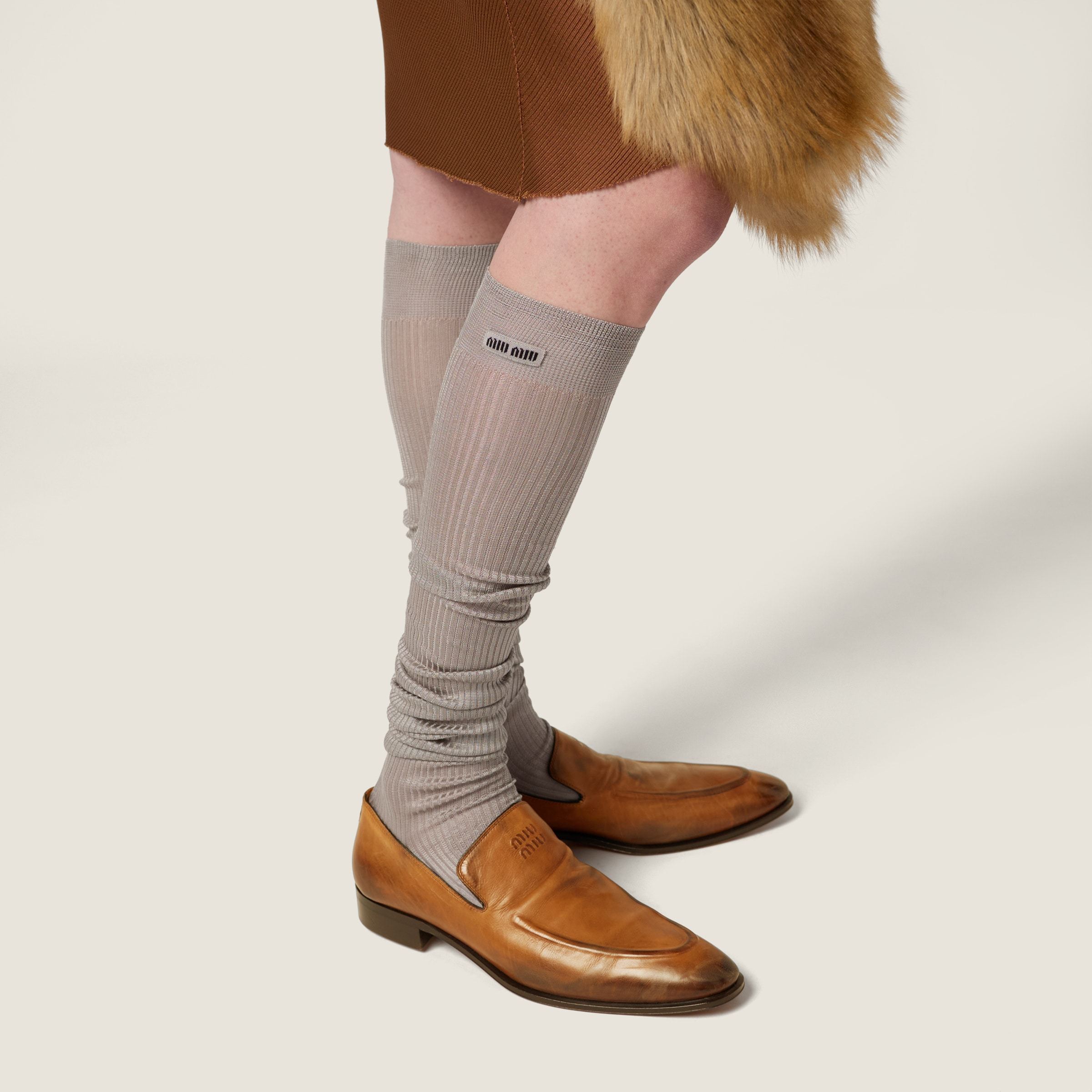 Miu Miu Runway Waxed Loafer In Brown